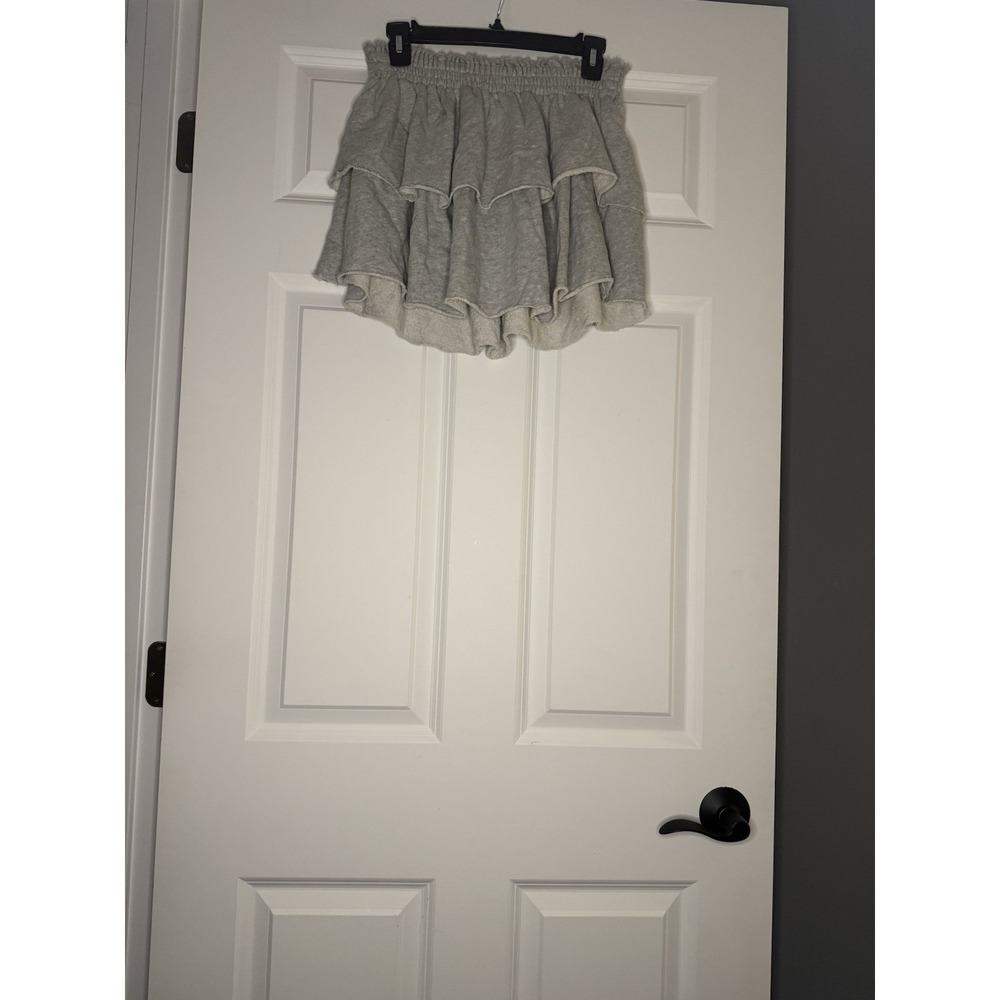 Aerie Small Tiered Ruffle Sweat Skirt Gray